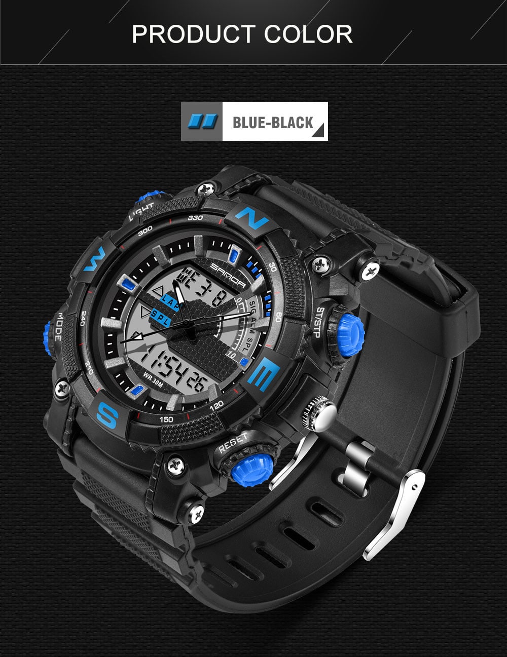 Sanda Fashion Men Dual Display Swimming Diving Sport Watch- Red Sanda Fashion Men Dual Display Swimming Diving Sport Watch- Red