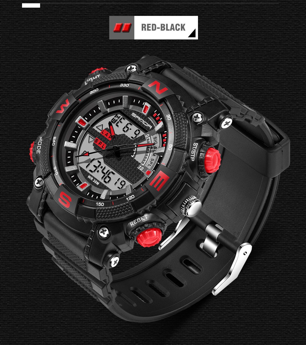 Sanda Fashion Men Dual Display Swimming Diving Sport Watch- Red Sanda Fashion Men Dual Display Swimming Diving Sport Watch- Red