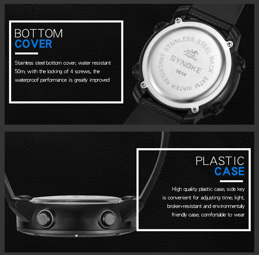 SYNOKE Multi-Functional Waterproof Outdoor Digital Watches- Black SYNOKE Multi-Functional Waterproof Outdoor Digital Watches- Black