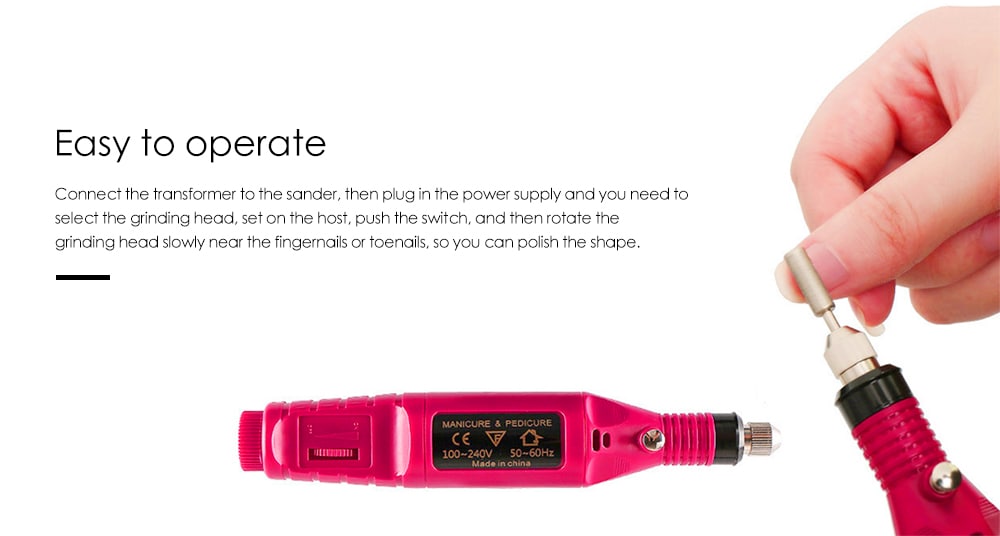Portable Mini Nail Tool Electric Grinder Pen Type Toe Grinder Polish Remover- Rose Red EU Plug Portable Mini Nail Tool Electric Grinder Pen Type Toe Grinder Polish Remover- Rose Red EU Plug