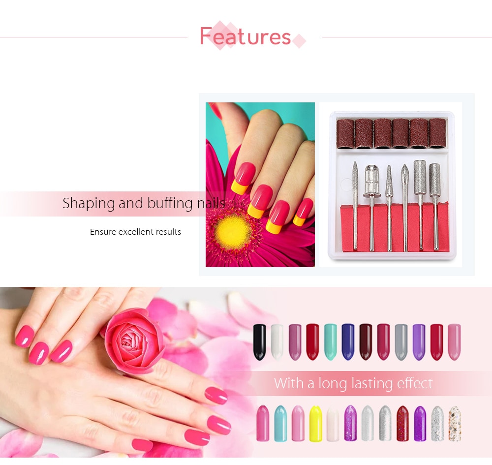 6pcs Electric Basic Bits Manicure Drills Accessories Polishing Tools- Silver 6pcs Electric Basic Bits Manicure Drills Accessories Polishing Tools- Silver