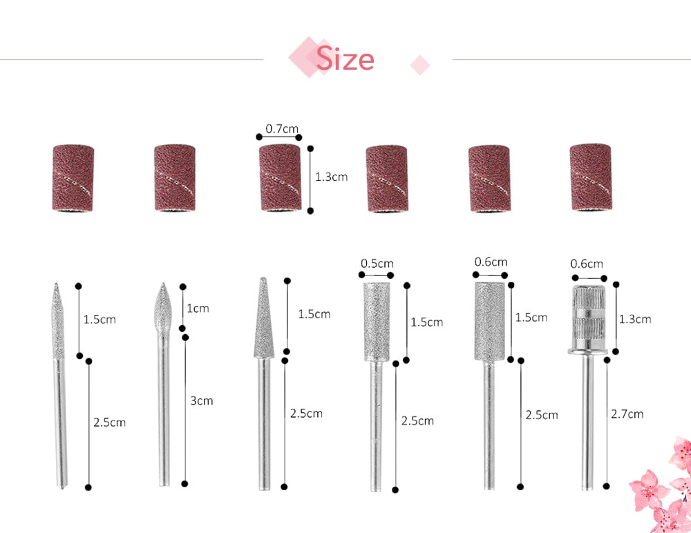 6pcs Electric Basic Bits Manicure Drills Accessories Polishing Tools- Silver 6pcs Electric Basic Bits Manicure Drills Accessories Polishing Tools- Silver