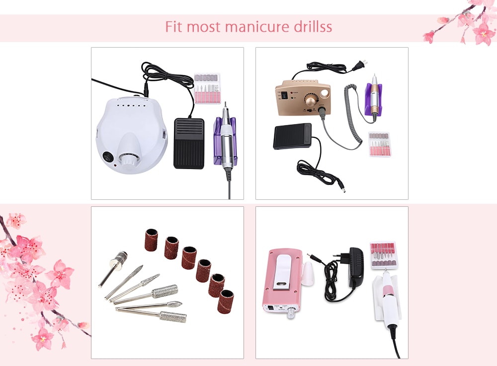 6pcs Electric Basic Bits Manicure Drills Accessories Polishing Tools- Silver 6pcs Electric Basic Bits Manicure Drills Accessories Polishing Tools- Silver