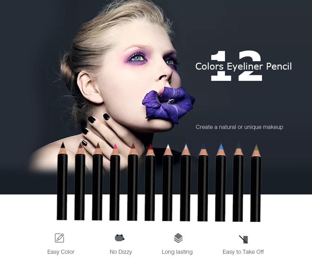 MENOW Waterproof Lasting Multifunctional Eyeliner Pencil 12pcs- Red MENOW Waterproof Lasting Multifunctional Eyeliner Pencil 12pcs- Red