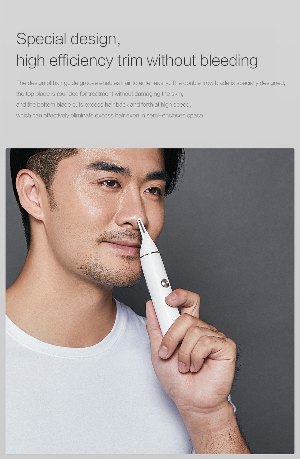 SOOCAS N1 Nose Hair Trimmer from Xiaomi Youpin- White SOOCAS N1 Nose Hair Trimmer from Xiaomi Youpin- White
