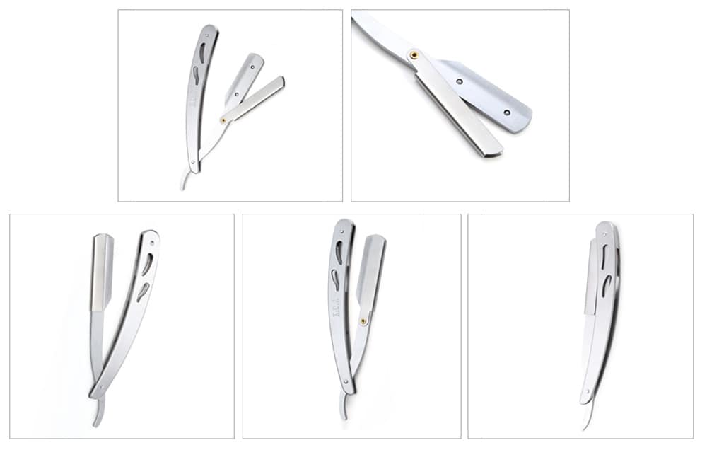 Men Straight Barber Edge Steel Razors Folding Shaving Knife Hair Removal Tools- Silver Men Straight Barber Edge Steel Razors Folding Shaving Knife Hair Removal Tools- Silver