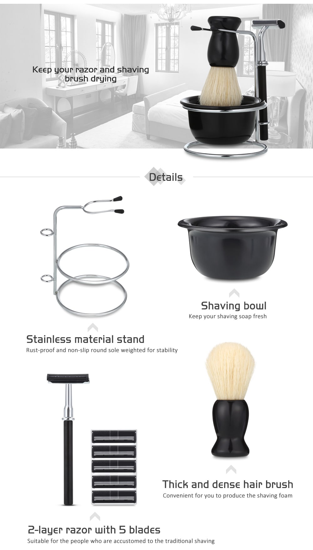 Men Shaving Badger Hair Brush Stand Holder Bowl Razor Facial Cleaning Accessories- 02# Men Shaving Badger Hair Brush Stand Holder Bowl Razor Facial Cleaning Accessories- 02#