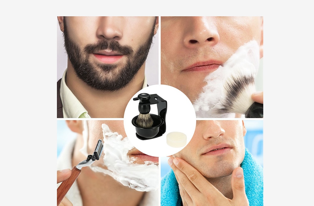 3 in 1 Shaving Beard Set for Dry Wet Badger Hair Brush Holder Bowl Male Facial Cleaning Tools- Black 3 in 1 Shaving Beard Set for Dry Wet Badger Hair Brush Holder Bowl Male Facial Cleaning Tools- Black