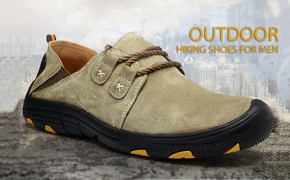 Outdoor Lace Up Anti-slip Hiking Shoes for Men- Gray 43 Outdoor Lace Up Anti-slip Hiking Shoes for Men- Gray 43