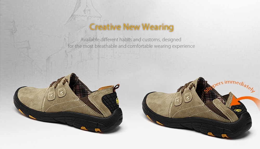 Outdoor Lace Up Anti-slip Hiking Shoes for Men- Gray 43 Outdoor Lace Up Anti-slip Hiking Shoes for Men- Gray 43