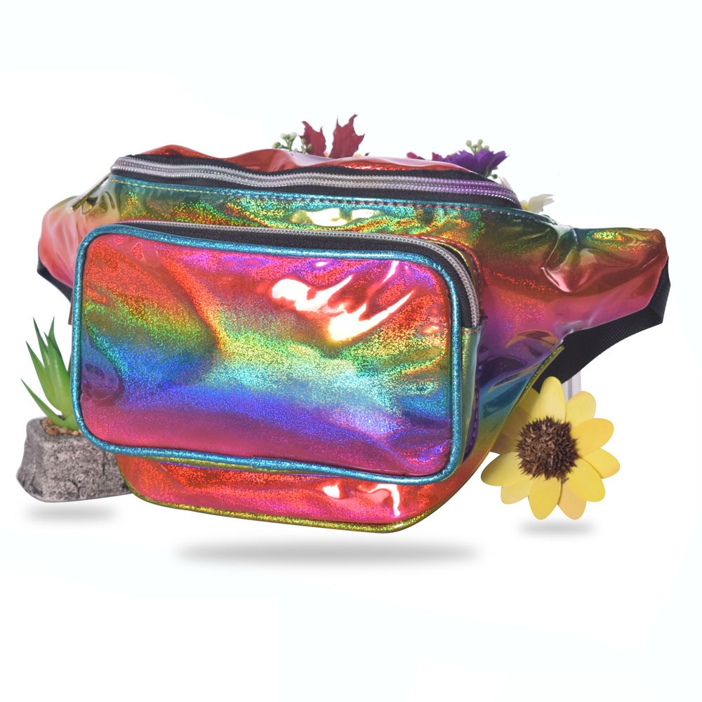 LOUIS JASON Travel Beach Shiny Raves Hip Fashion Hologram PVC Travel Waist Bags- Hot Pink LOUIS JASON Travel Beach Shiny Raves Hip Fashion Hologram PVC Travel Waist Bags- Hot Pink