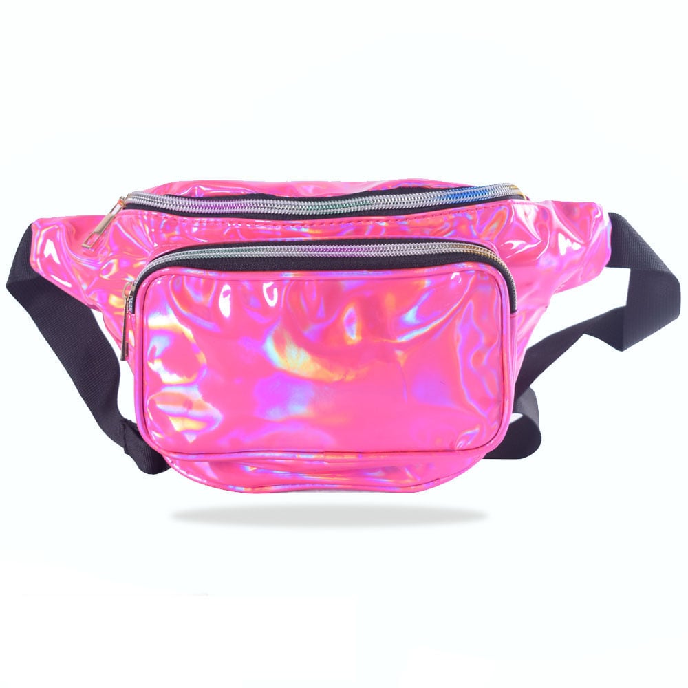 LOUIS JASON Travel Beach Shiny Raves Hip Fashion Hologram PVC Travel Waist Bags- Hot Pink LOUIS JASON Travel Beach Shiny Raves Hip Fashion Hologram PVC Travel Waist Bags- Hot Pink