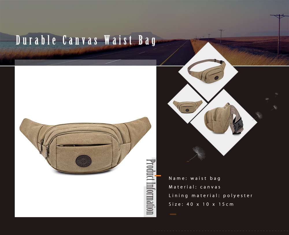 Stylish Durable Canvas Waist Bag- Brown Stylish Durable Canvas Waist Bag- Brown