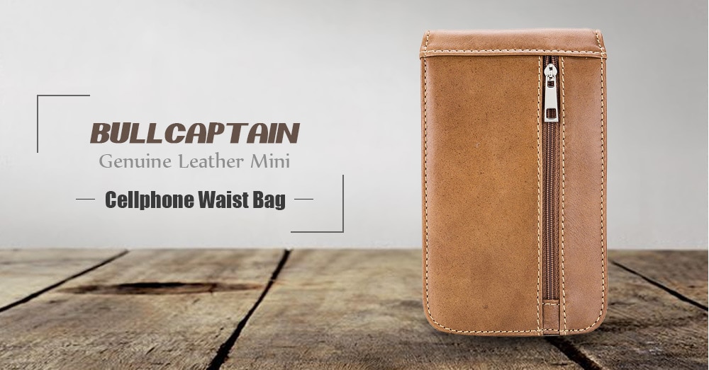 BULLCAPTAIN Fashion Genuine Leather Mini Cellphone Waist Bag- Dun BULLCAPTAIN Fashion Genuine Leather Mini Cellphone Waist Bag- Dun
