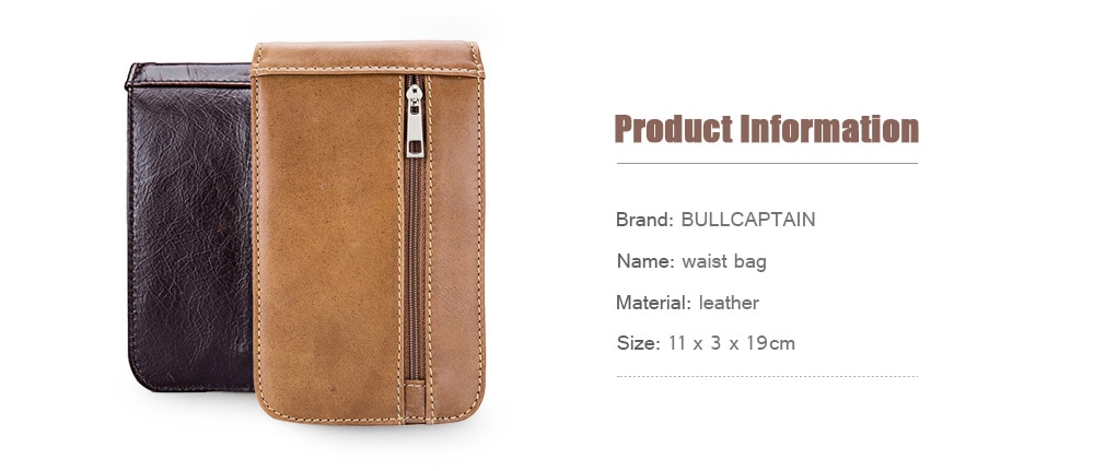 BULLCAPTAIN Fashion Genuine Leather Mini Cellphone Waist Bag- Dun BULLCAPTAIN Fashion Genuine Leather Mini Cellphone Waist Bag- Dun
