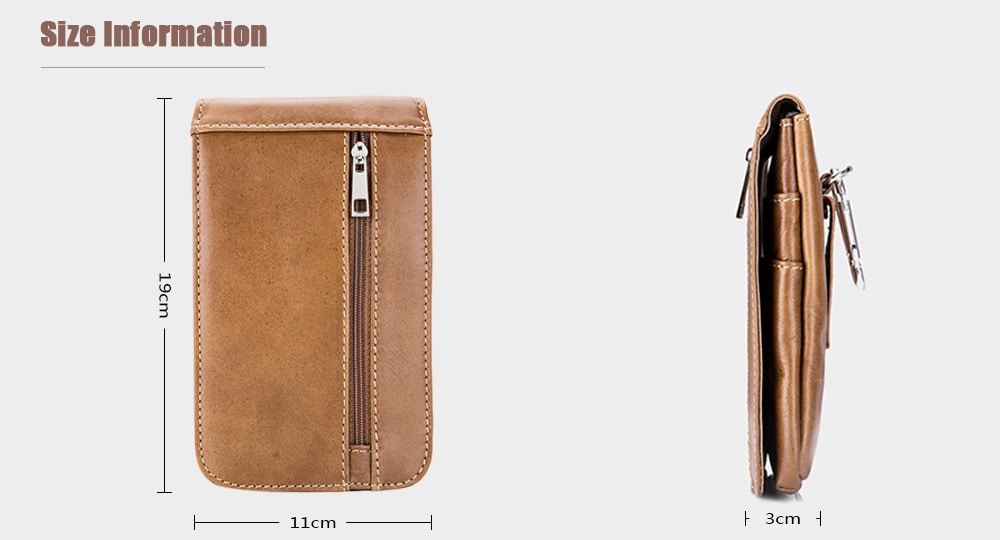 BULLCAPTAIN Fashion Genuine Leather Mini Cellphone Waist Bag- Dun BULLCAPTAIN Fashion Genuine Leather Mini Cellphone Waist Bag- Dun