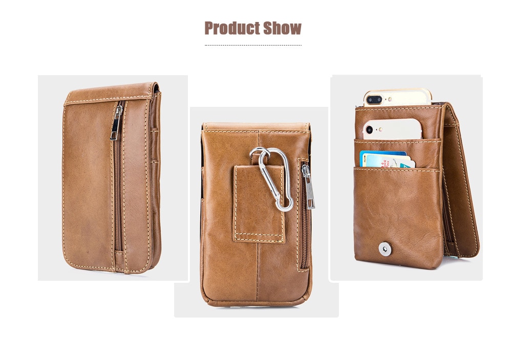BULLCAPTAIN Fashion Genuine Leather Mini Cellphone Waist Bag- Dun BULLCAPTAIN Fashion Genuine Leather Mini Cellphone Waist Bag- Dun