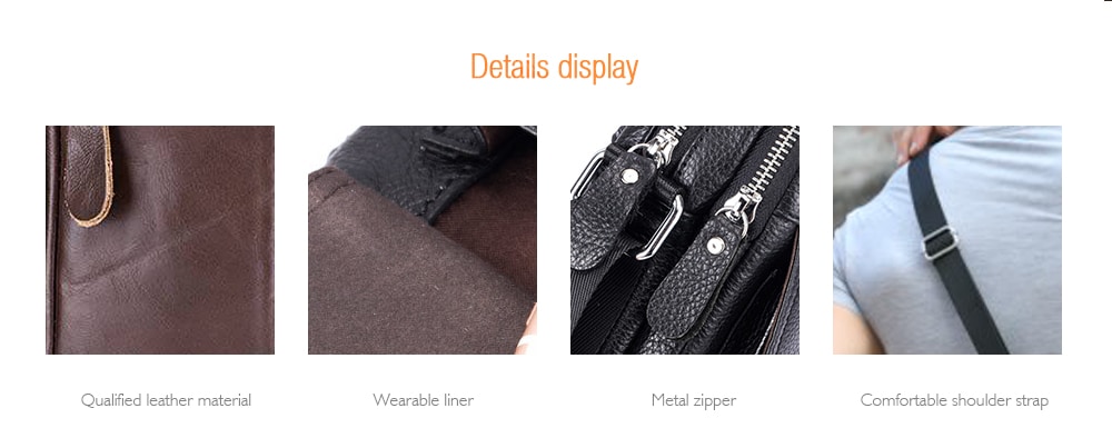 BULLCAPTAIN Casual Genuine Leather Shoulder Bag for Men - Black BULLCAPTAIN Casual Genuine Leather Shoulder Bag for Men - Black
