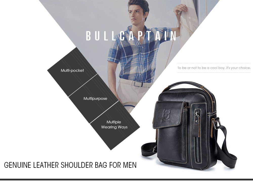 BULLCAPTAIN Genuine Leather Shoulder Bag for Men- Deep Brown BULLCAPTAIN Genuine Leather Shoulder Bag for Men- Deep Brown