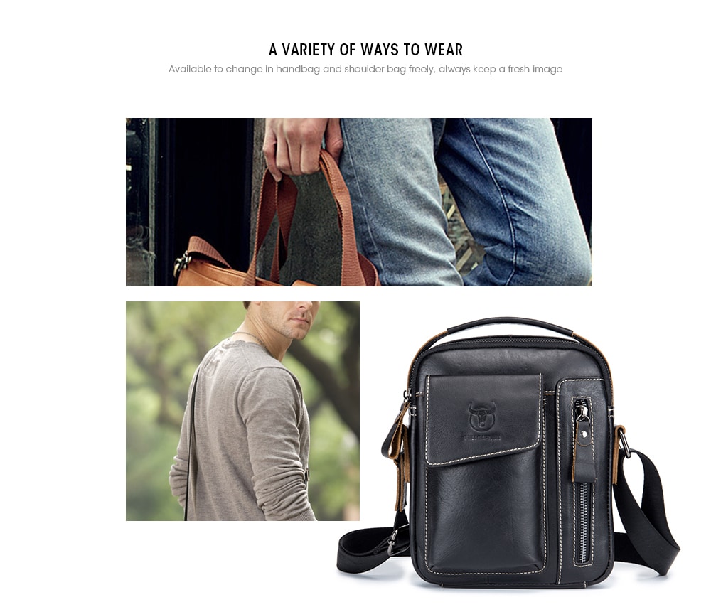 BULLCAPTAIN Genuine Leather Shoulder Bag for Men- Deep Brown BULLCAPTAIN Genuine Leather Shoulder Bag for Men- Deep Brown