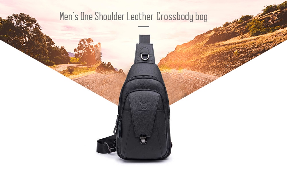 BULLCAPTAIN Men's One shoulder Crossbody Multi-function Sports and Leisure Chest Bag- Coffee BULLCAPTAIN Men's One shoulder Crossbody Multi-function Sports and Leisure Chest Bag- Coffee
