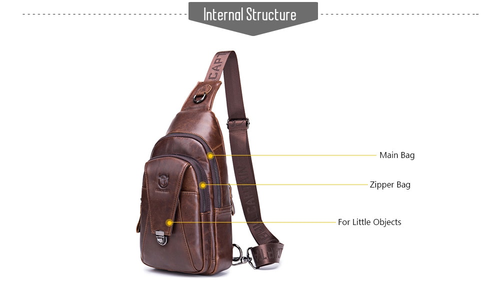 BULLCAPTAIN Men's One shoulder Crossbody Multi-function Sports and Leisure Chest Bag- Coffee BULLCAPTAIN Men's One shoulder Crossbody Multi-function Sports and Leisure Chest Bag- Coffee