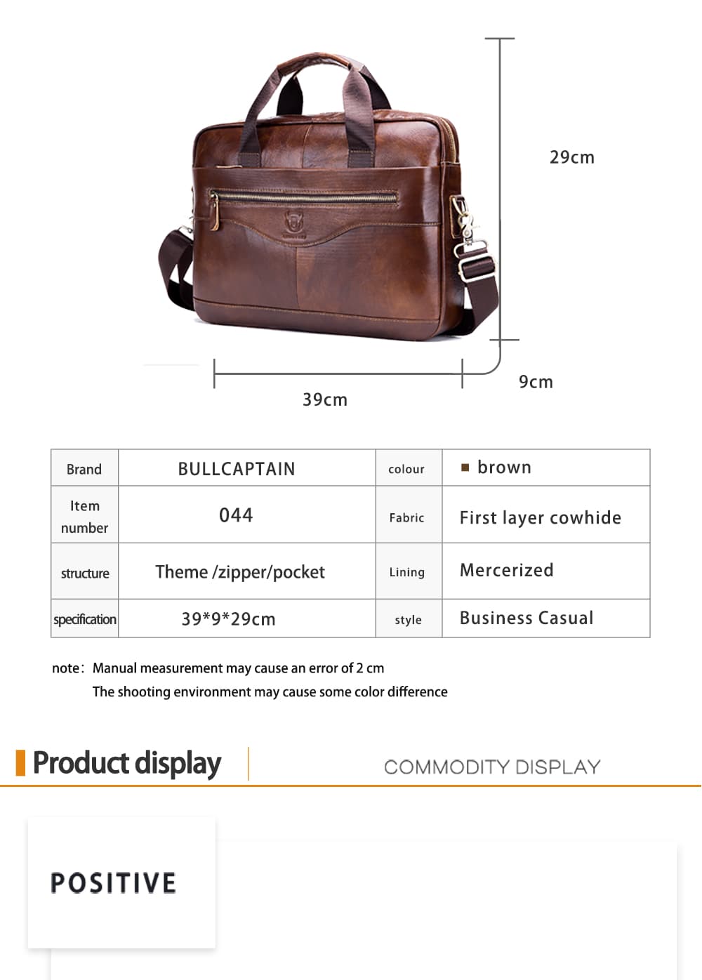 BULLCAPTAIN Men's Messenger Bag Leather Multifunction Portable Briefcase- Brown BULLCAPTAIN Men's Messenger Bag Leather Multifunction Portable Briefcase- Brown