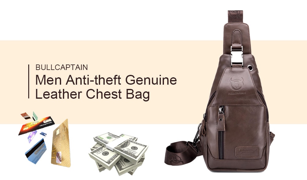 BULLCAPTAIN Anti-theft Leather Chest Bag for Men - Coffee BULLCAPTAIN Anti-theft Leather Chest Bag for Men - Coffee