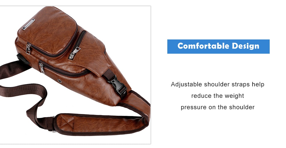 USB Charging Chest Bag Casual Fashion - Camel brown USB Charging Chest Bag Casual Fashion - Camel brown