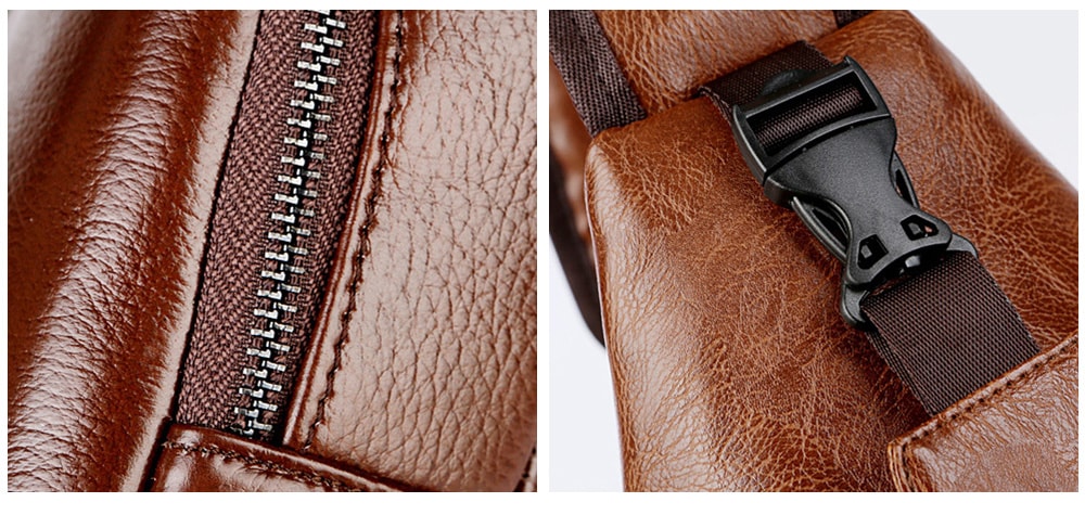 USB Charging Chest Bag Casual Fashion - Camel brown USB Charging Chest Bag Casual Fashion - Camel brown