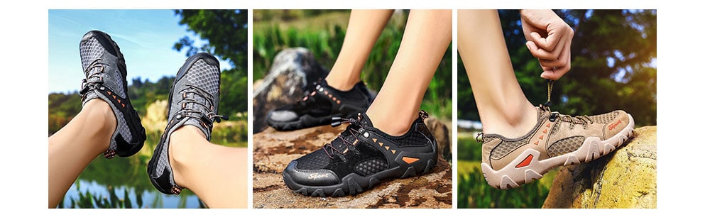 Men Outdoor Large Size Breathable Shoes- Light Brown EU 48 Men Outdoor Large Size Breathable Shoes- Light Brown EU 48