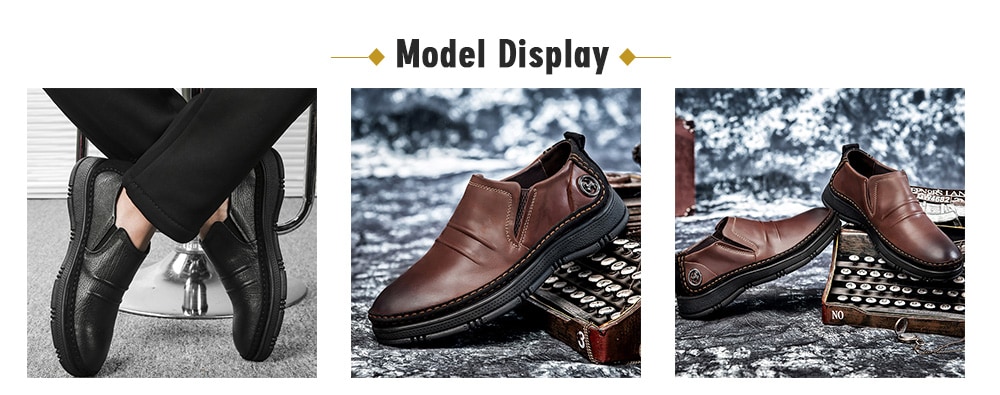 Men Leisure Comfortable Slip-on Casual Leather Shoes- Black EU 38 Men Leisure Comfortable Slip-on Casual Leather Shoes- Black EU 38