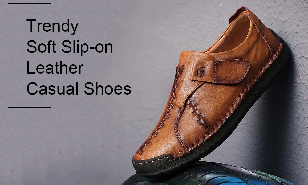 Trendy Soft Slip-on Leather Casual Shoes for Men- Chestnut EU 47 Trendy Soft Slip-on Leather Casual Shoes for Men- Chestnut EU 47