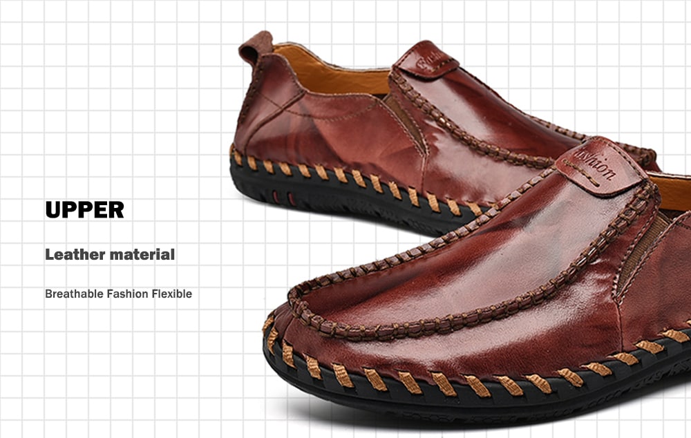 Leisure Wear-resistant Slip-on Men Leather Casual Shoes- Caramel 39 Leisure Wear-resistant Slip-on Men Leather Casual Shoes- Caramel 39
