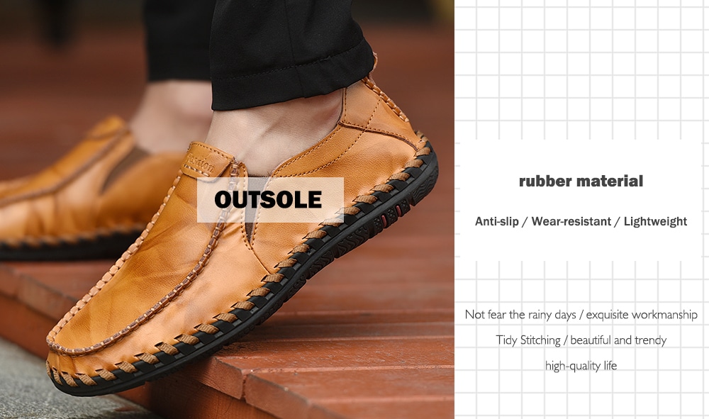 Leisure Wear-resistant Slip-on Men Leather Casual Shoes- Caramel 39 Leisure Wear-resistant Slip-on Men Leather Casual Shoes- Caramel 39