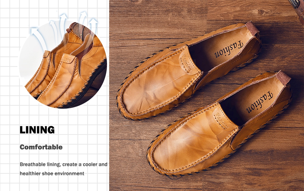 Leisure Wear-resistant Slip-on Men Leather Casual Shoes- Caramel 39 Leisure Wear-resistant Slip-on Men Leather Casual Shoes- Caramel 39