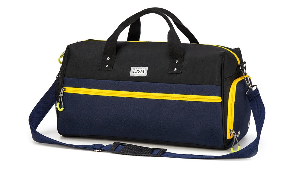 L&M Sports Dry Wet Depart Swimming Shoulder Bag with Shoes Compartment- Black L&M Sports Dry Wet Depart Swimming Shoulder Bag with Shoes Compartment- Black