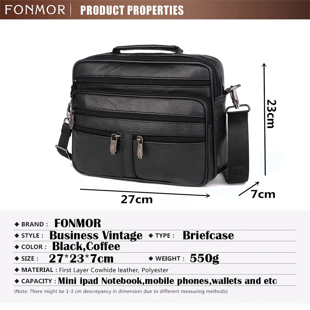 Fonmor Big Tote Bag for Men Business Causal Genuine Leather Briefcase Travel- Black Fonmor Big Tote Bag for Men Business Causal Genuine Leather Briefcase Travel- Black