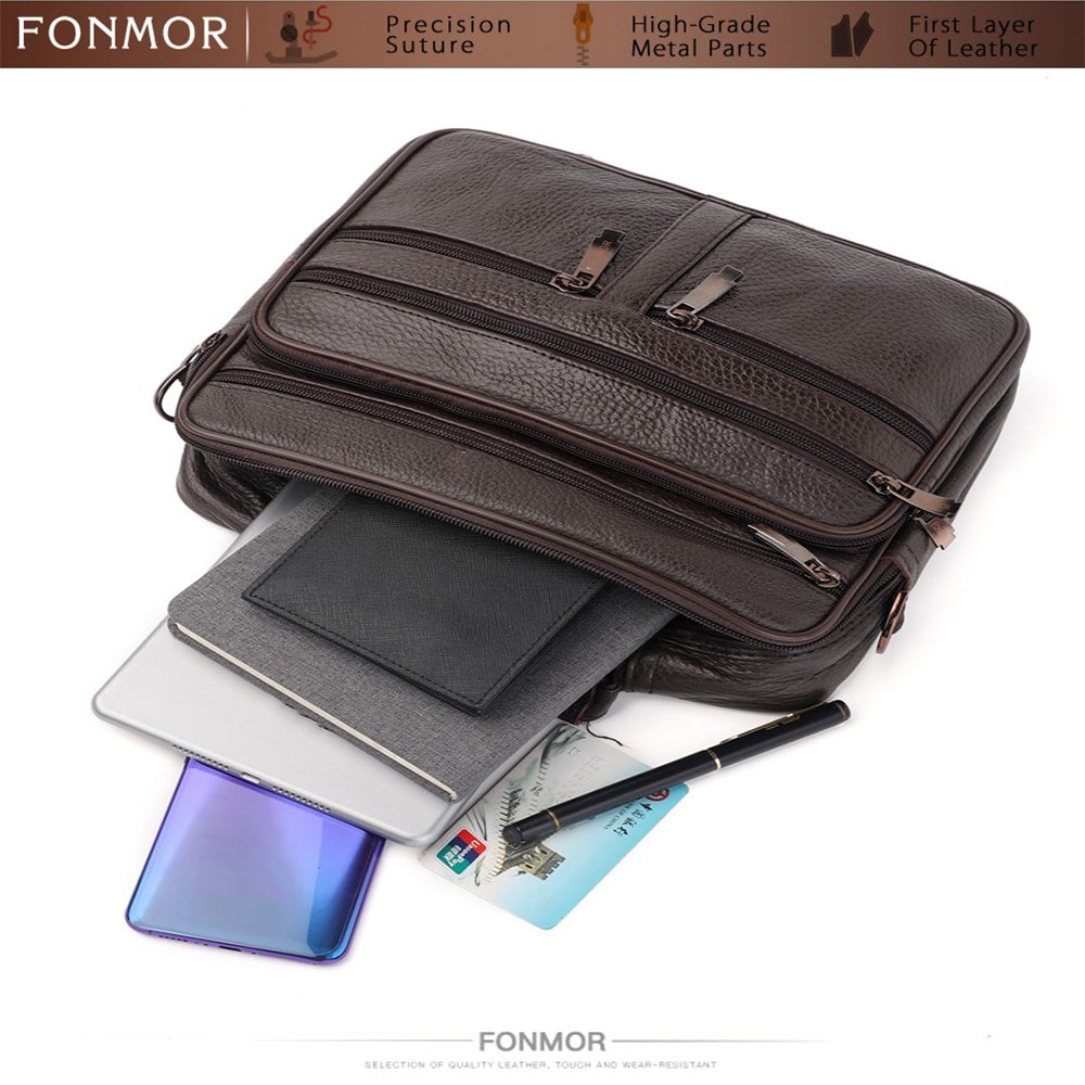 Fonmor Big Tote Bag for Men Business Causal Genuine Leather Briefcase Travel- Black Fonmor Big Tote Bag for Men Business Causal Genuine Leather Briefcase Travel- Black