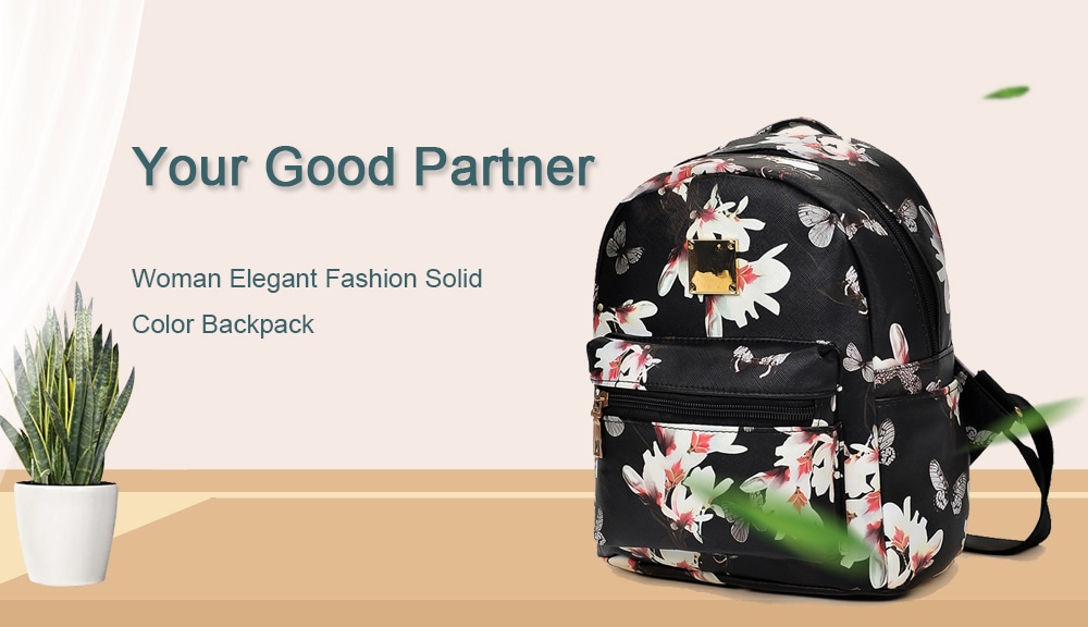 Woman Leisure Butterfly Flower Printed Strap Backpack- Pink Woman Leisure Butterfly Flower Printed Strap Backpack- Pink