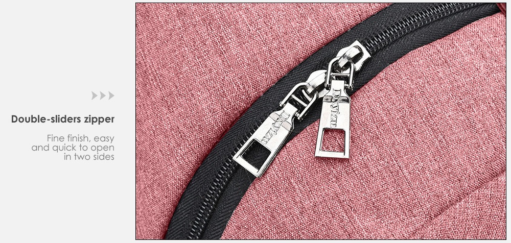 Men Canvas Casual Travel Backpack with USB Charge Port- Pink Men Canvas Casual Travel Backpack with USB Charge Port- Pink