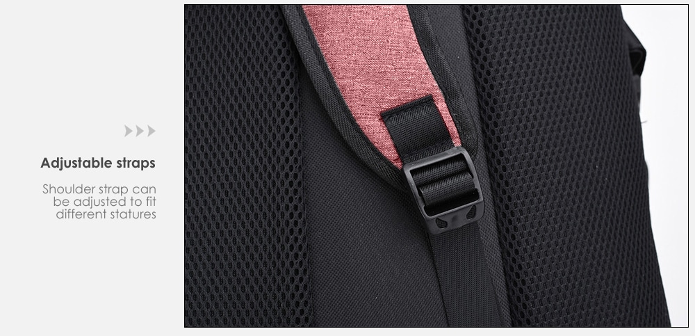 Men Canvas Casual Travel Backpack with USB Charge Port- Pink Men Canvas Casual Travel Backpack with USB Charge Port- Pink