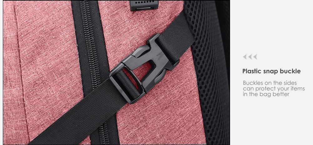 Men Canvas Casual Travel Backpack with USB Charge Port- Pink Men Canvas Casual Travel Backpack with USB Charge Port- Pink
