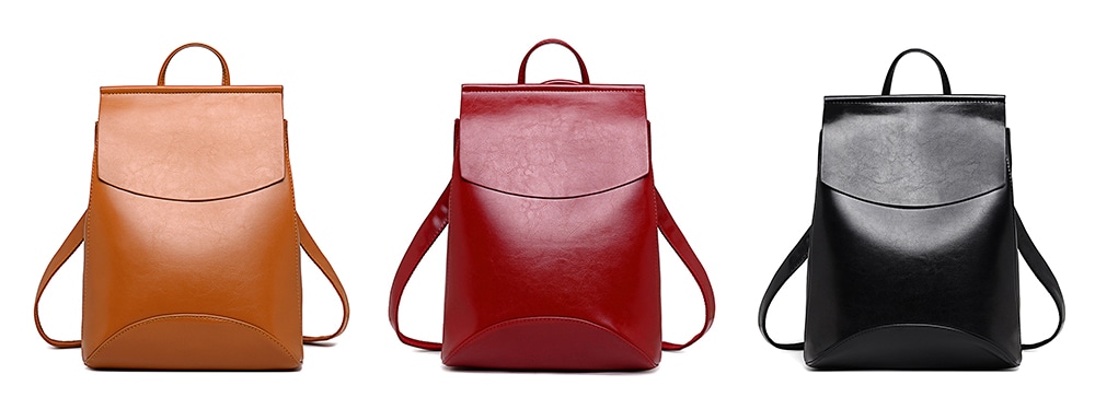 Portable PU Leather Backpack- Brown Portable PU Leather Backpack- Brown