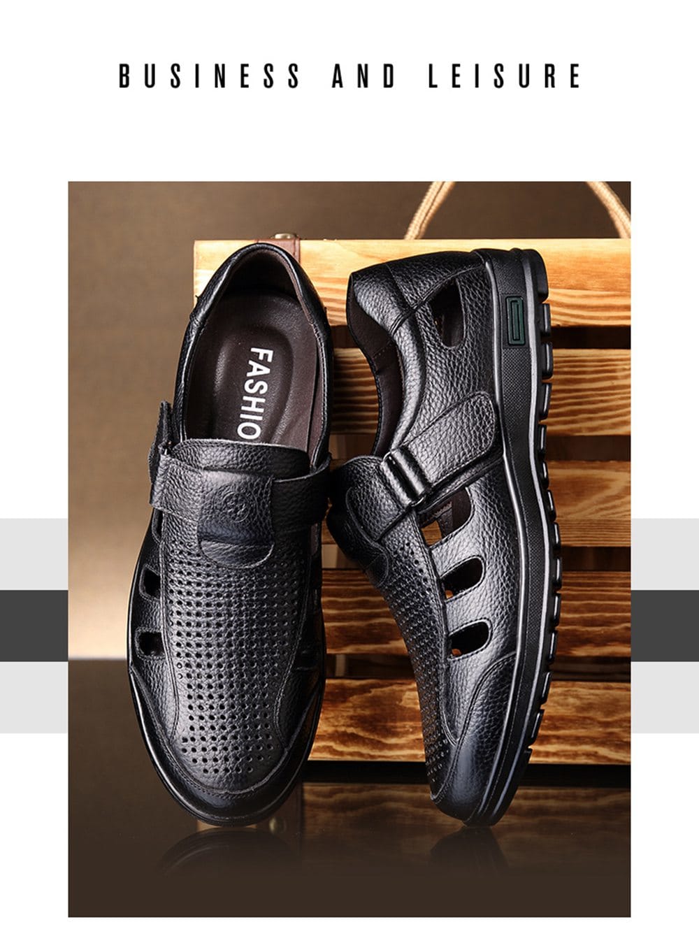 Muhuisen Men Leather Sandals Casual Beach Shoes- Deep Brown 40 Muhuisen Men Leather Sandals Casual Beach Shoes- Deep Brown 40