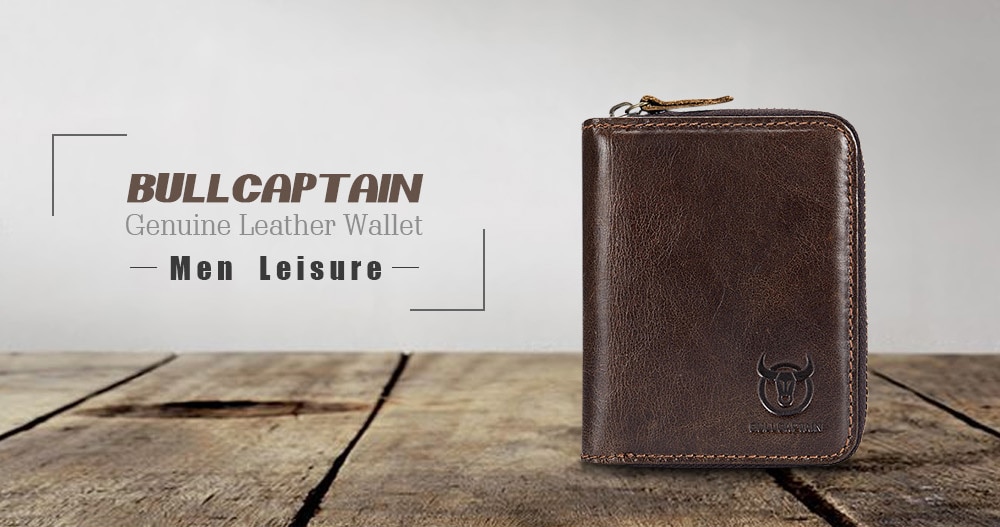 BULLCAPTAIN Leisure Genuine Leather Wallet Card Holder for Men - Black BULLCAPTAIN Leisure Genuine Leather Wallet Card Holder for Men - Black