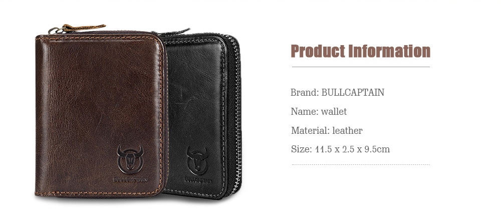 BULLCAPTAIN Leisure Genuine Leather Wallet Card Holder for Men - Black BULLCAPTAIN Leisure Genuine Leather Wallet Card Holder for Men - Black