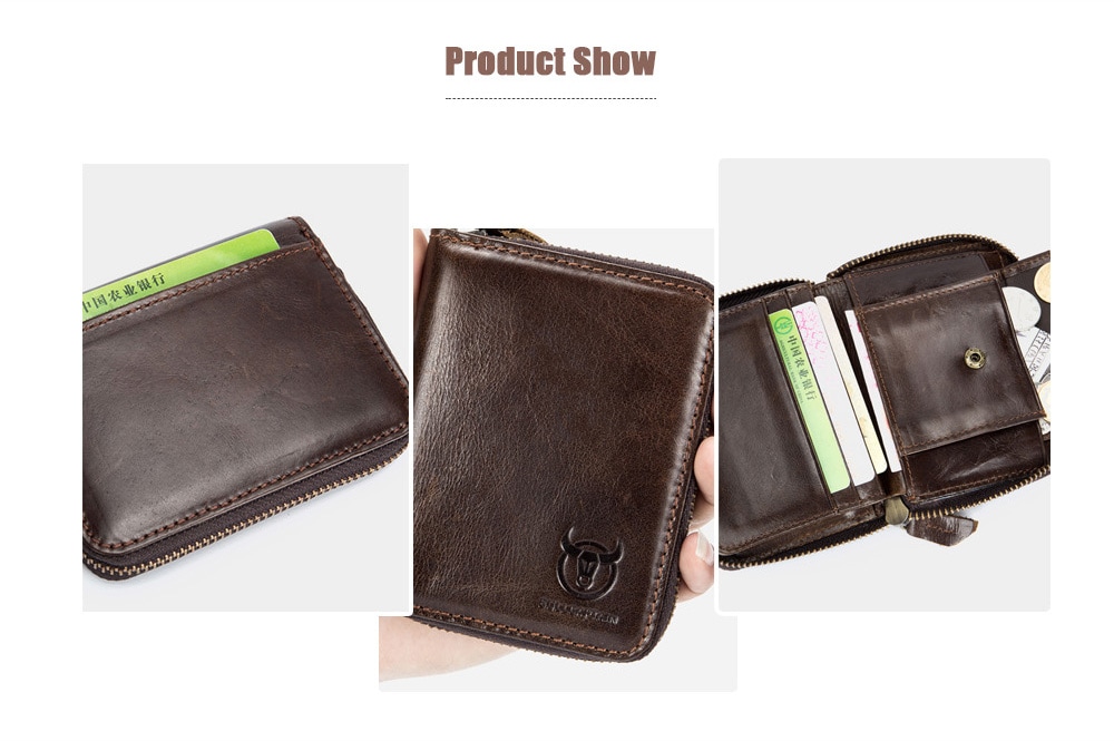 BULLCAPTAIN Leisure Genuine Leather Wallet Card Holder for Men - Black BULLCAPTAIN Leisure Genuine Leather Wallet Card Holder for Men - Black