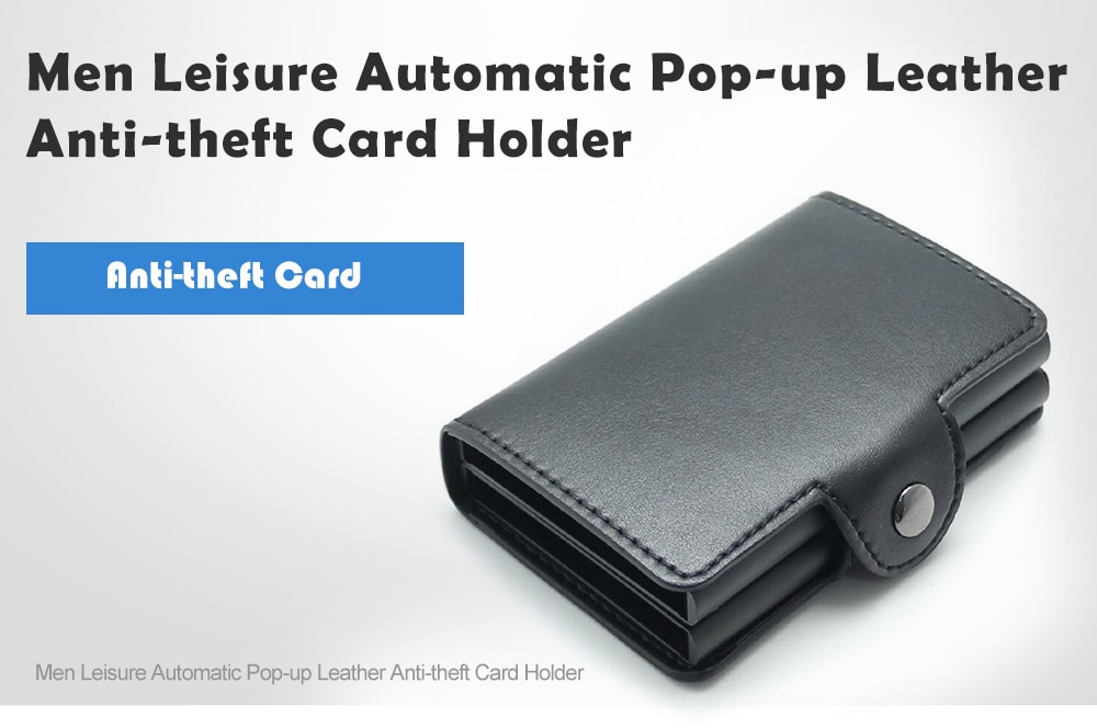 Men Leisure Card Holder Automatic Pop-up Leather Anti-theft- Cornflower Blue Men Leisure Card Holder Automatic Pop-up Leather Anti-theft- Cornflower Blue