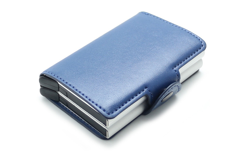 Men Leisure Card Holder Automatic Pop-up Leather Anti-theft- Cornflower Blue Men Leisure Card Holder Automatic Pop-up Leather Anti-theft- Cornflower Blue